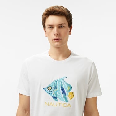  Nautica Erkek Beyaz Regular Fit T-Shirt