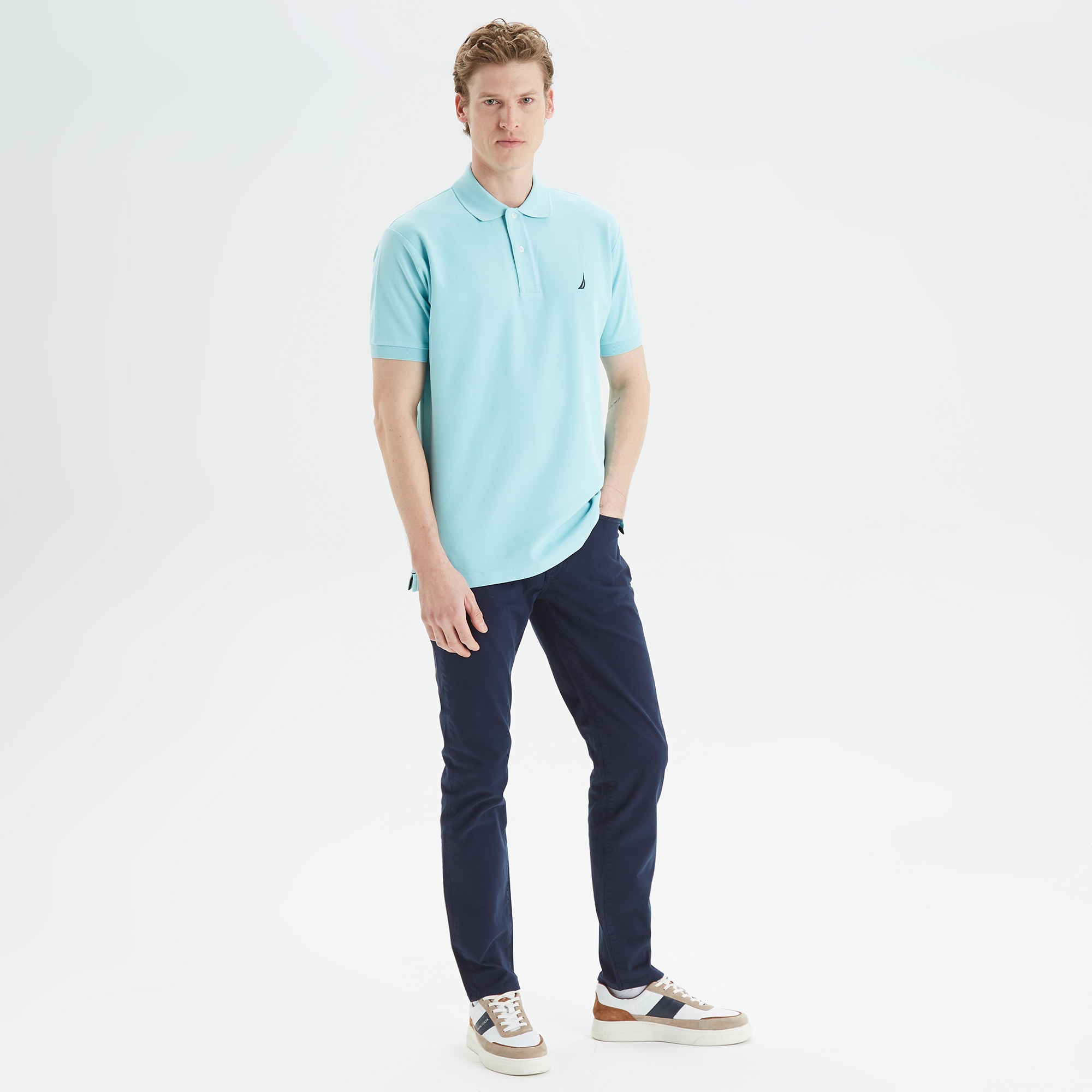 Nautica Erkek Mavi Classic Fit Polo Yaka T-Shirt