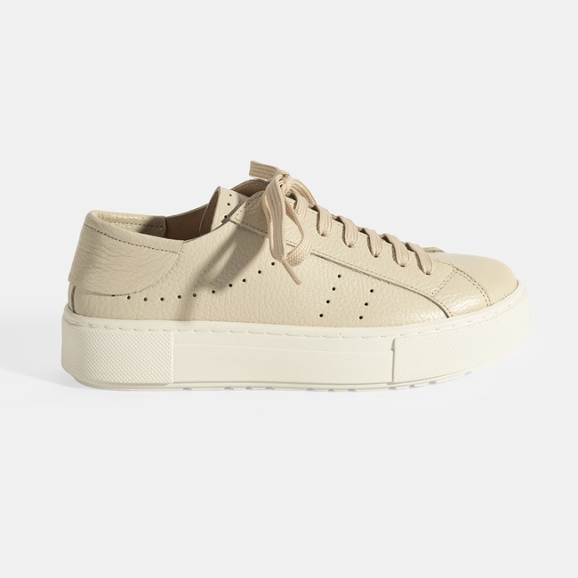  Kadın Bej Bağcıklı Deri Günlük Ayakkabı