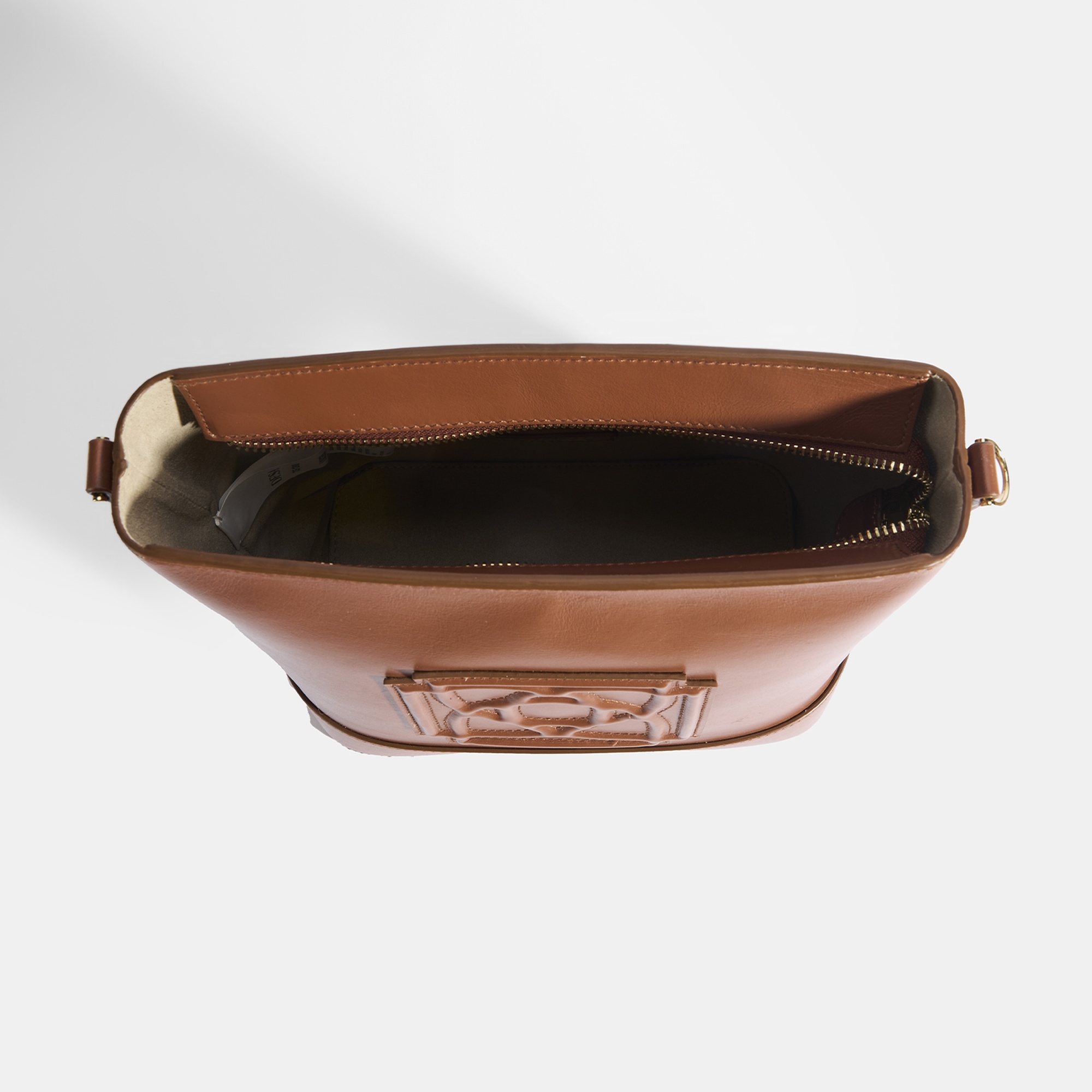 Kadın Kahve Monogram Logolu Deri Omuz Çantası