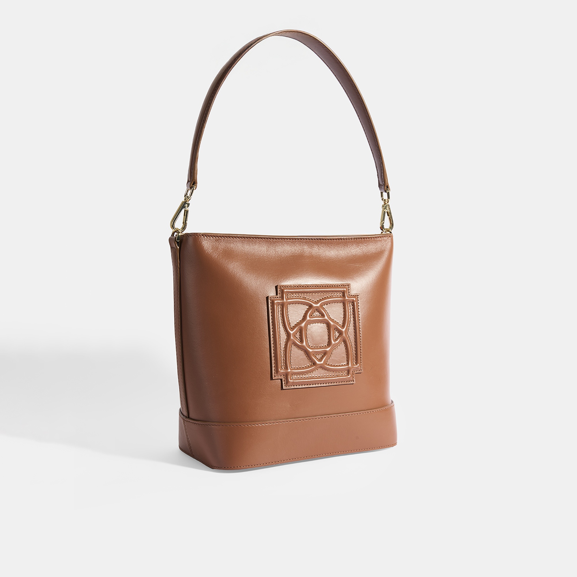 Kadın Kahve Monogram Logolu Deri Omuz Çantası