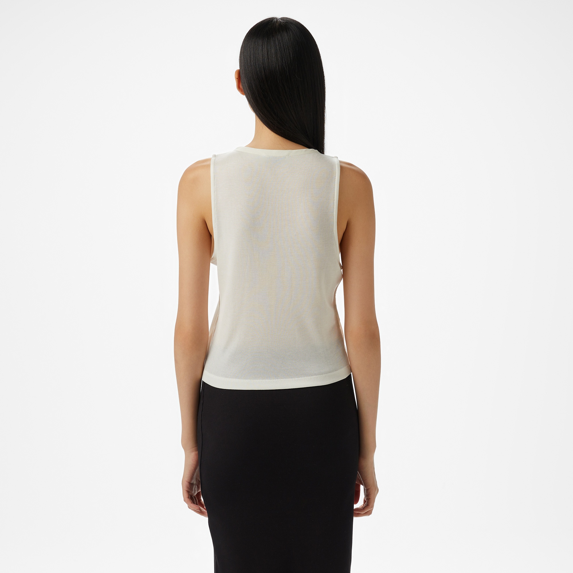 Calvin Klein Soft Touch Cardigan Kadın Beyaz Kolsuz T-Shirt