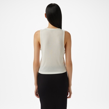  Calvin Klein Soft Touch Cardigan Kadın Beyaz Kolsuz T-Shirt