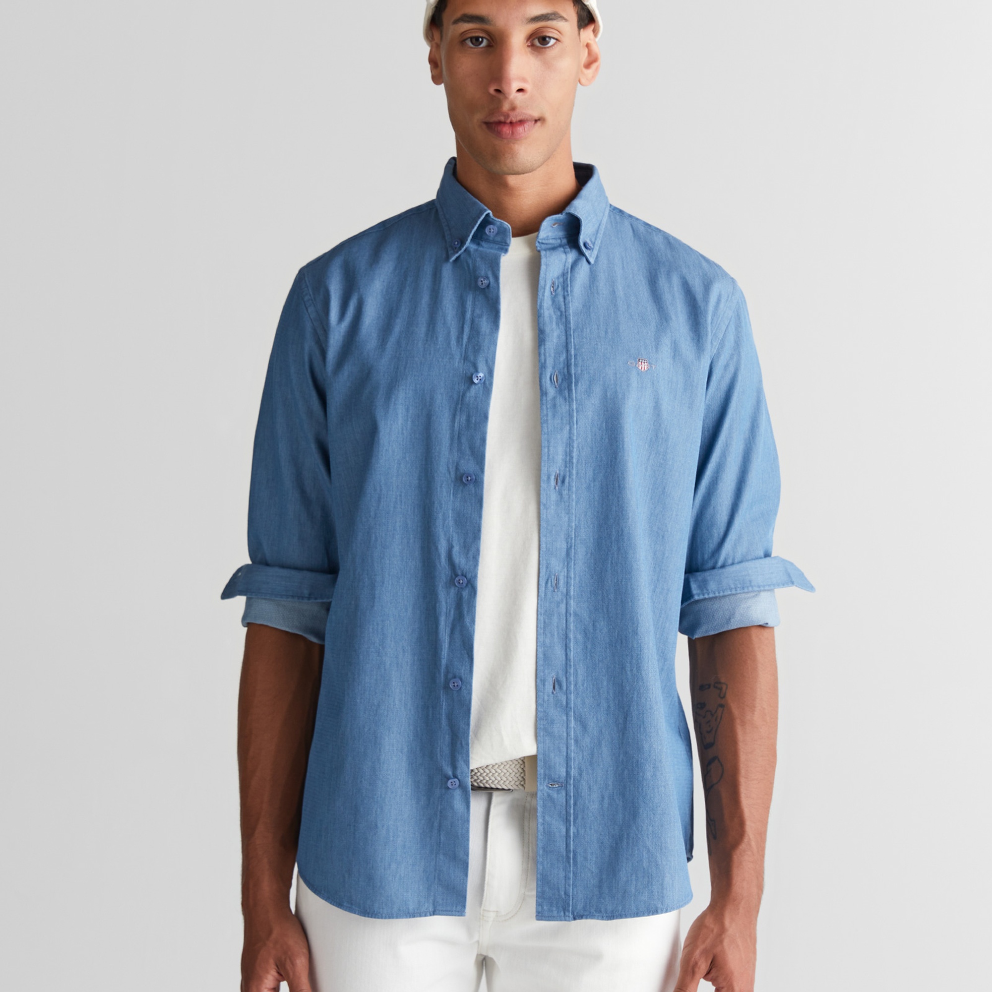 GANT Erkek Krem Regular Fit Bisiklet Yaka Logolu T-Shirt
