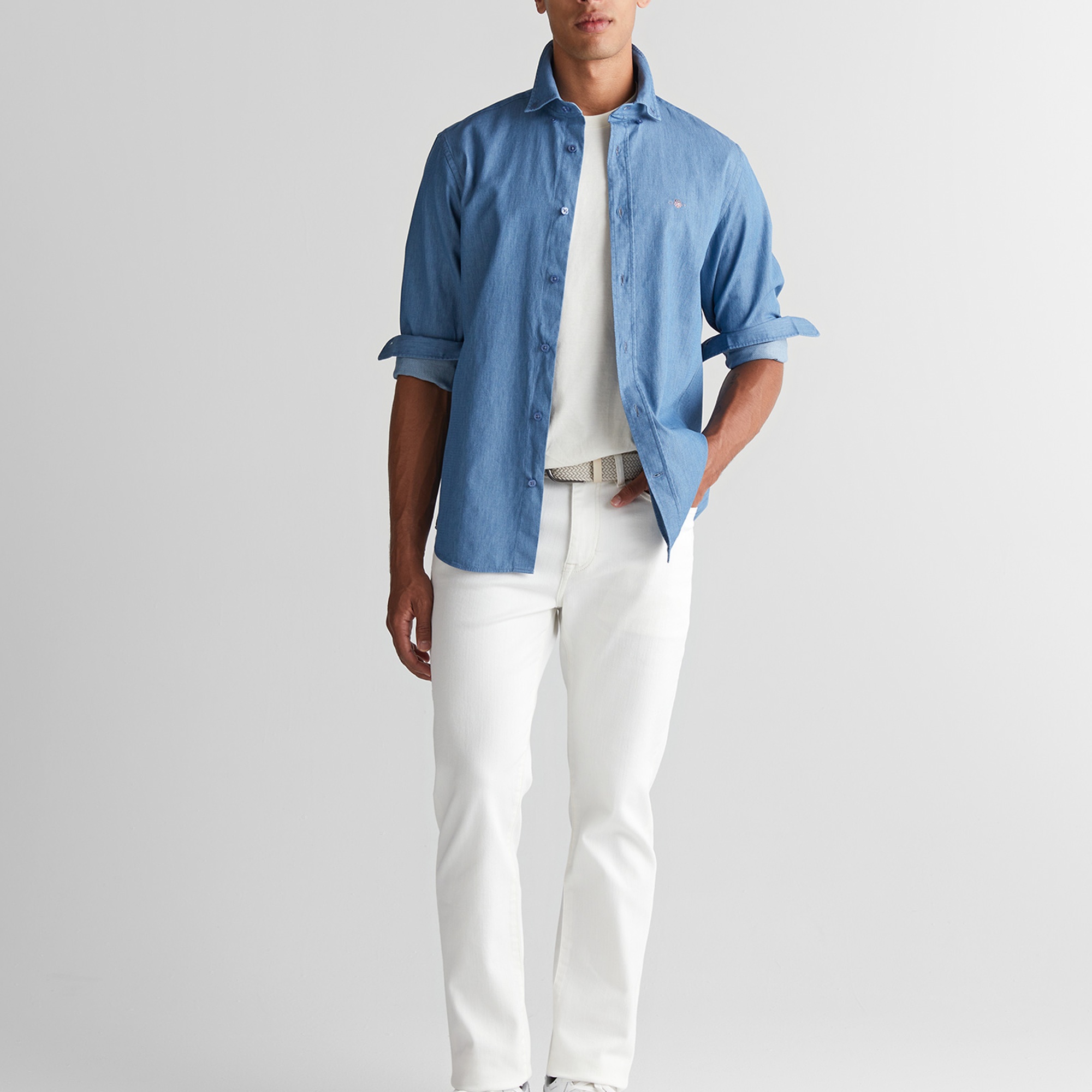 GANT Erkek Krem Regular Fit Bisiklet Yaka Logolu T-Shirt