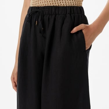  Brooks Brothers %100 Keten Beli Lastikli Kadın Siyah Pantolon