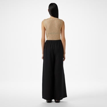  Brooks Brothers %100 Keten Beli Lastikli Kadın Siyah Pantolon