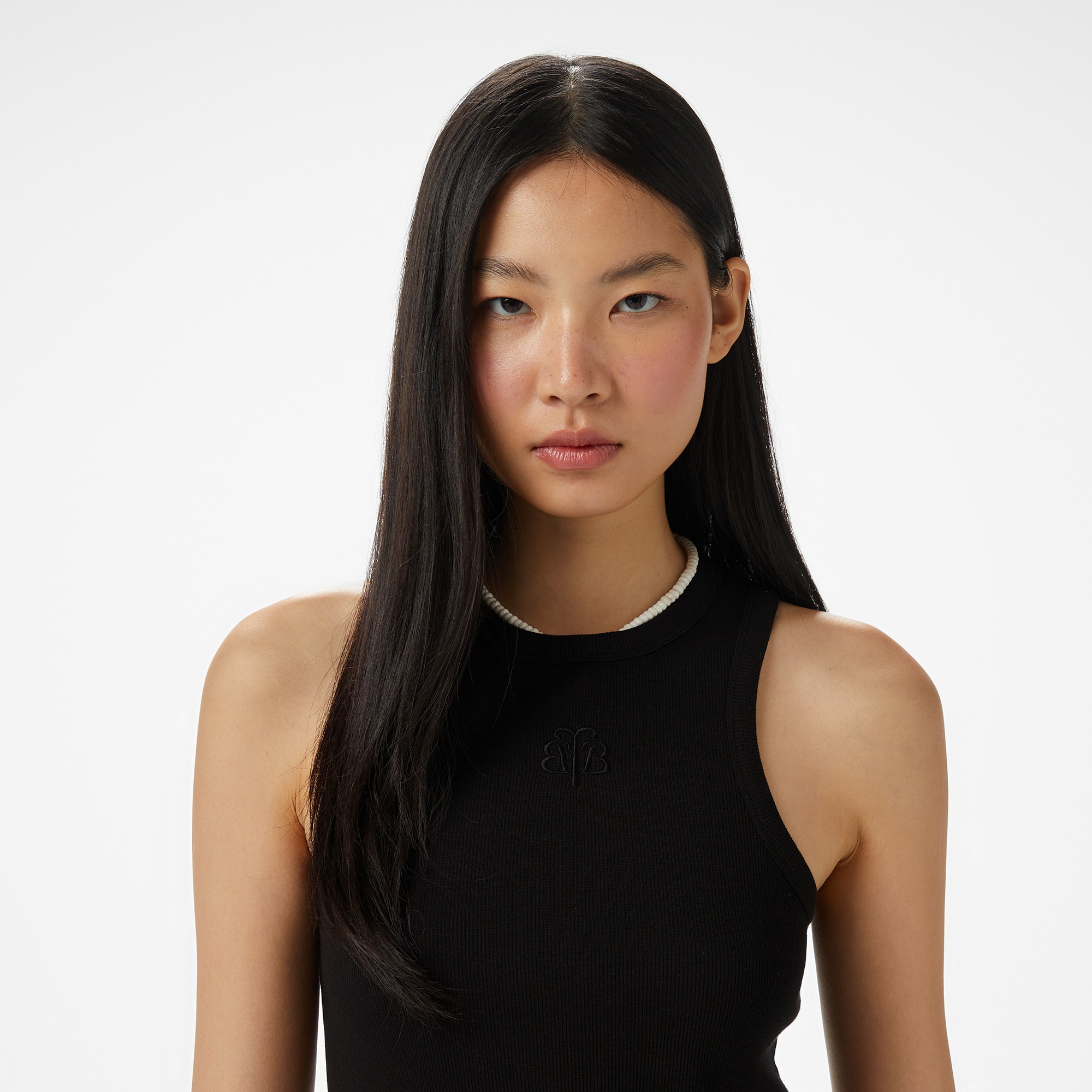 Brooks Brothers Palmiye Logo Nakışlı Kadın Siyah Kolsuz T-Shirt