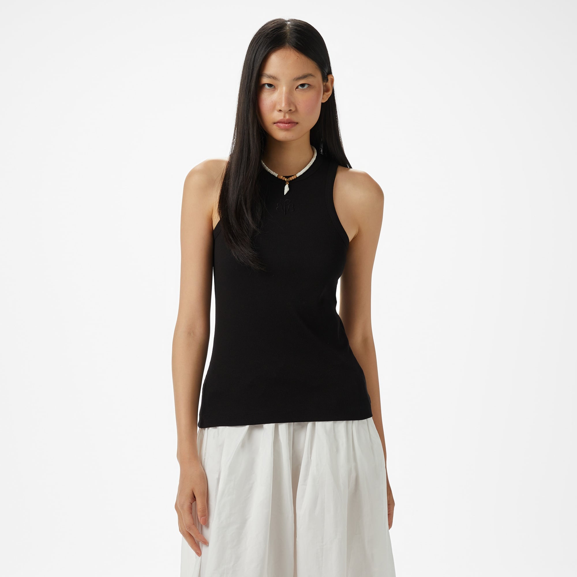 Brooks Brothers Palmiye Logo Nakışlı Kadın Siyah Kolsuz T-Shirt