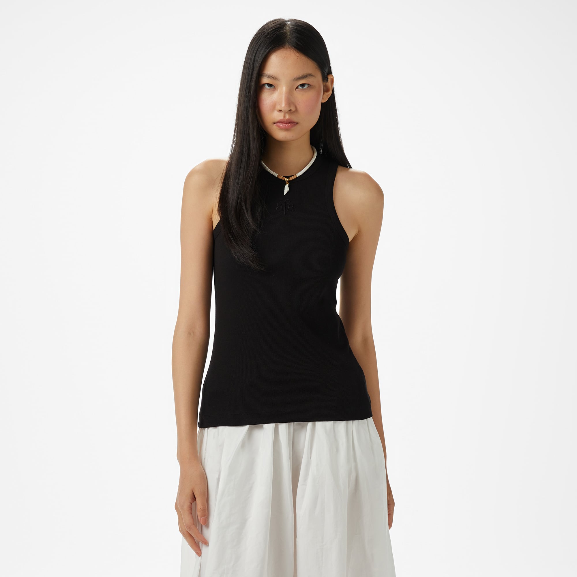  Brooks Brothers Palmiye Logo Nakışlı Kadın Siyah Kolsuz T-Shirt