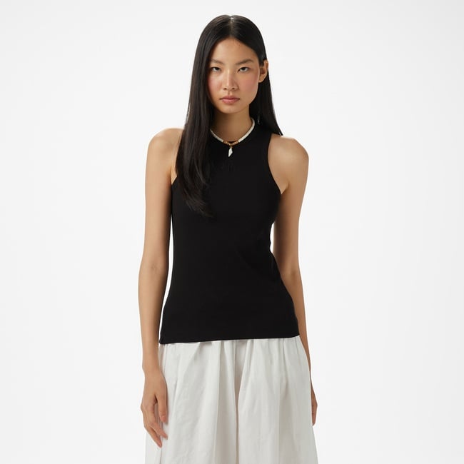  Brooks Brothers Palmiye Logo Nakışlı Kadın Siyah Kolsuz T-Shirt