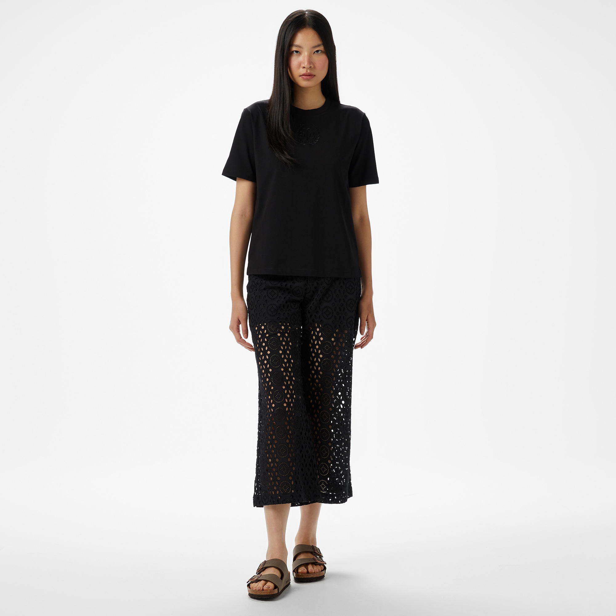 Brooks Brothers Önü Bb Nakışlı Kadın Siyah T-Shirt