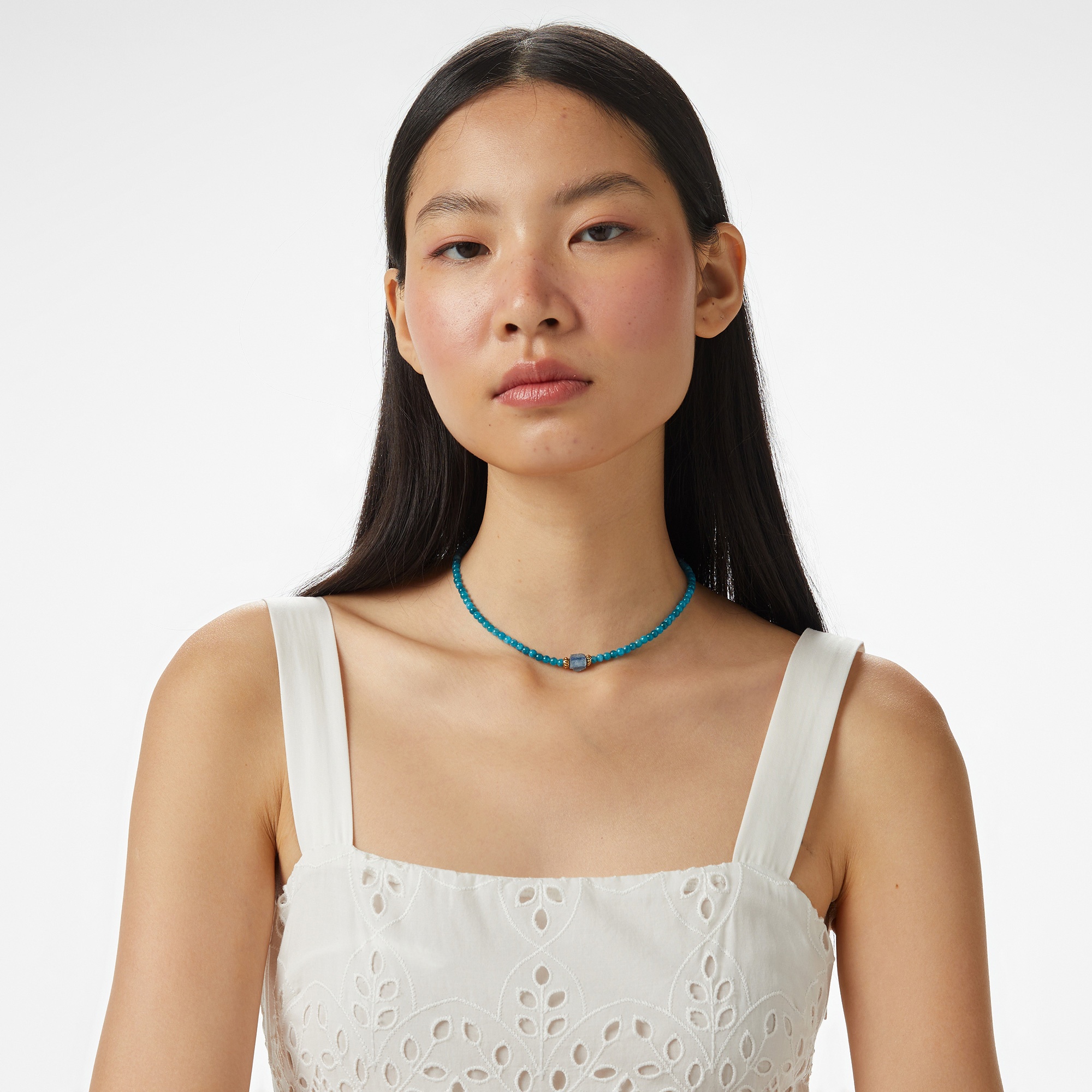 Brooks Brothers Askılı Brode Kadın Beyaz Elbise