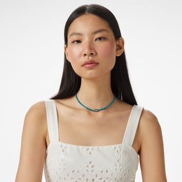  Brooks Brothers Askılı Brode Kadın Beyaz Elbise