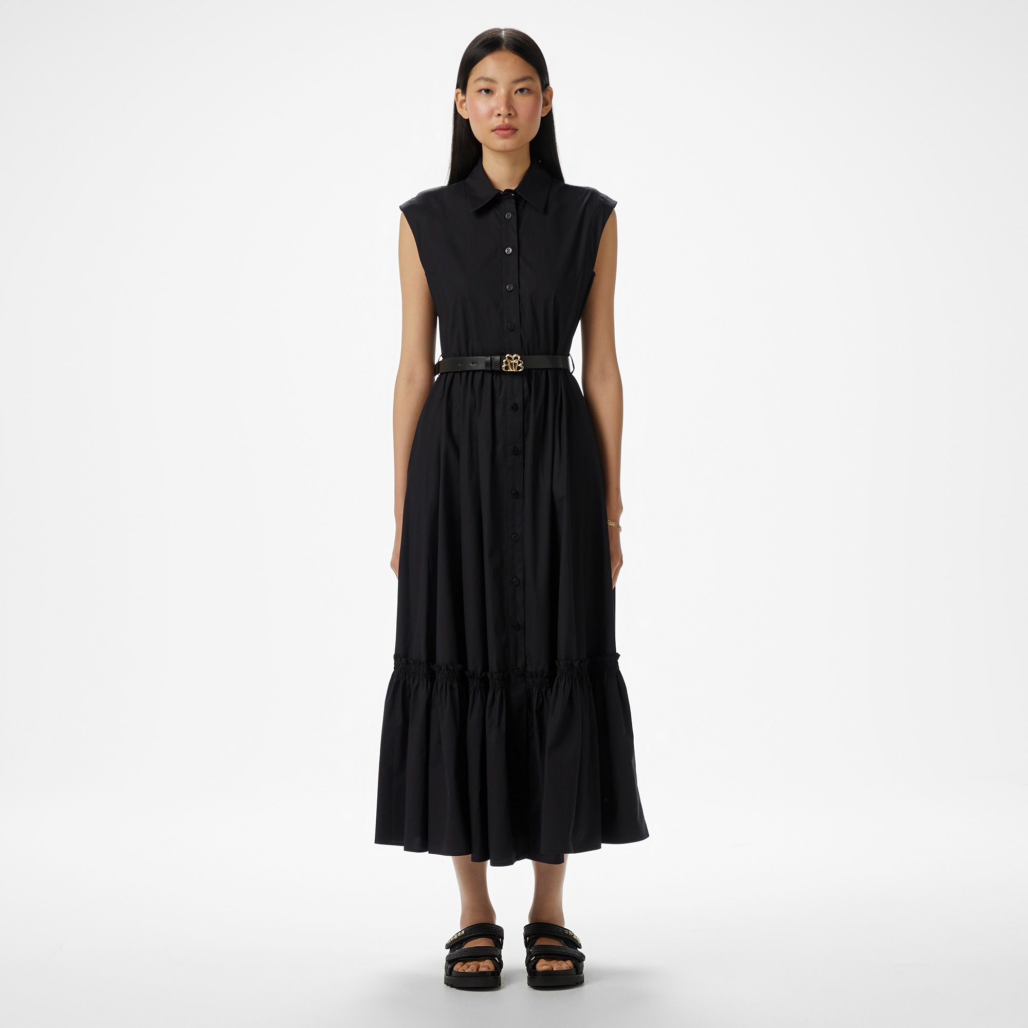 Brooks Brothers Midi Boy Kolsuz Kadın Siyah Elbise