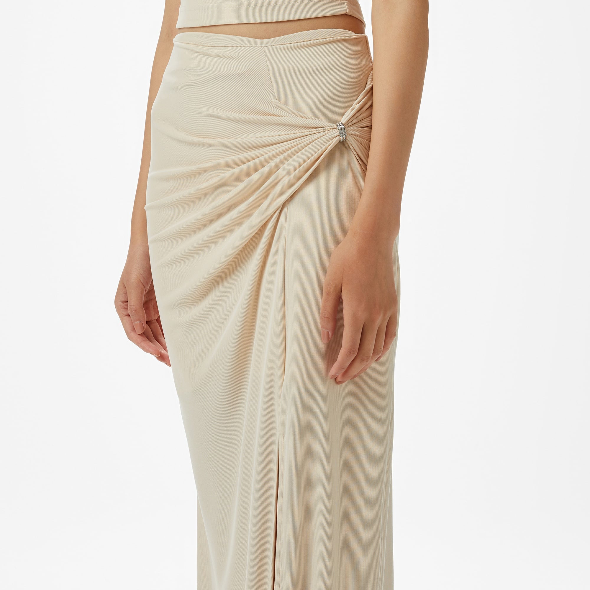 Guess Aimee Jewel Drap Ski  Kadın Bej Etek