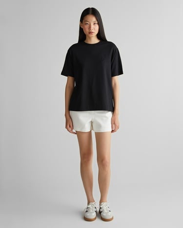  GANT Kadın Siyah Bisiklet Yaka Logolu T-Shirt