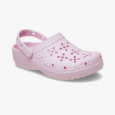  Crocs Classic Floral Cut Out Clog Kadın Pembe Terlik