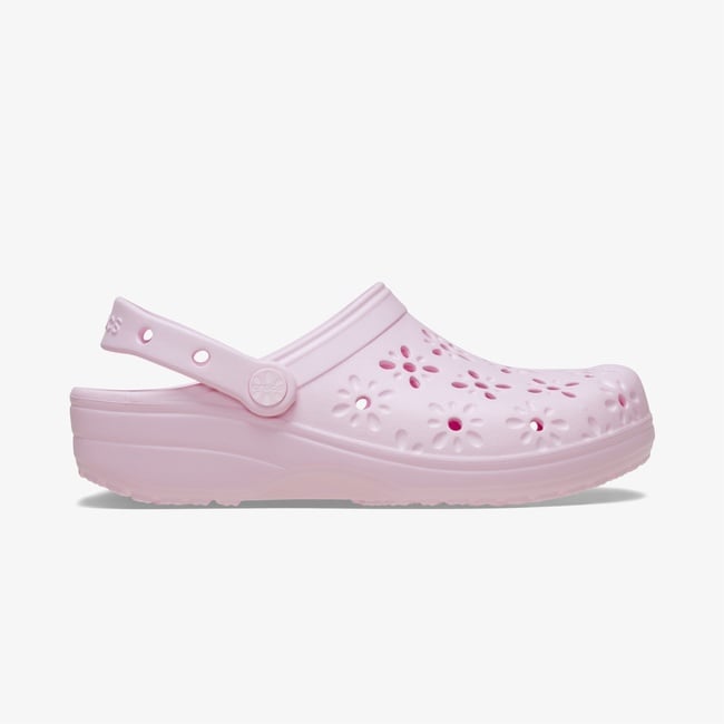  Crocs Classic Floral Cut Out Clog Kadın Pembe Terlik