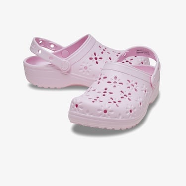 Crocs Classic Floral Cut Out Clog Kadın Pembe Terlik