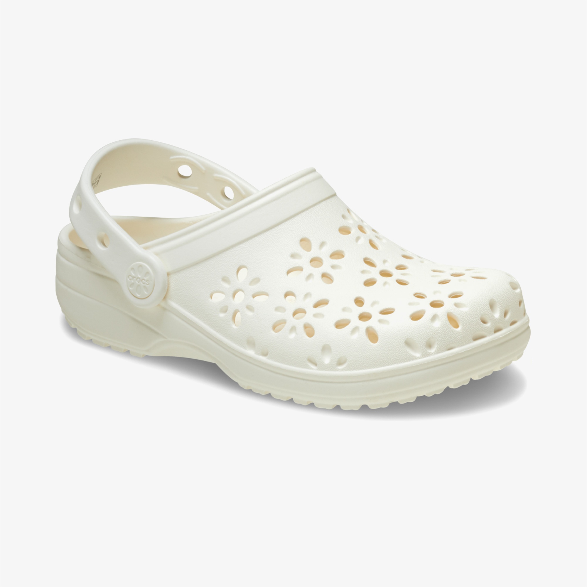 Crocs Classic Floral Cut Out Clog Kadın Krem Terlik