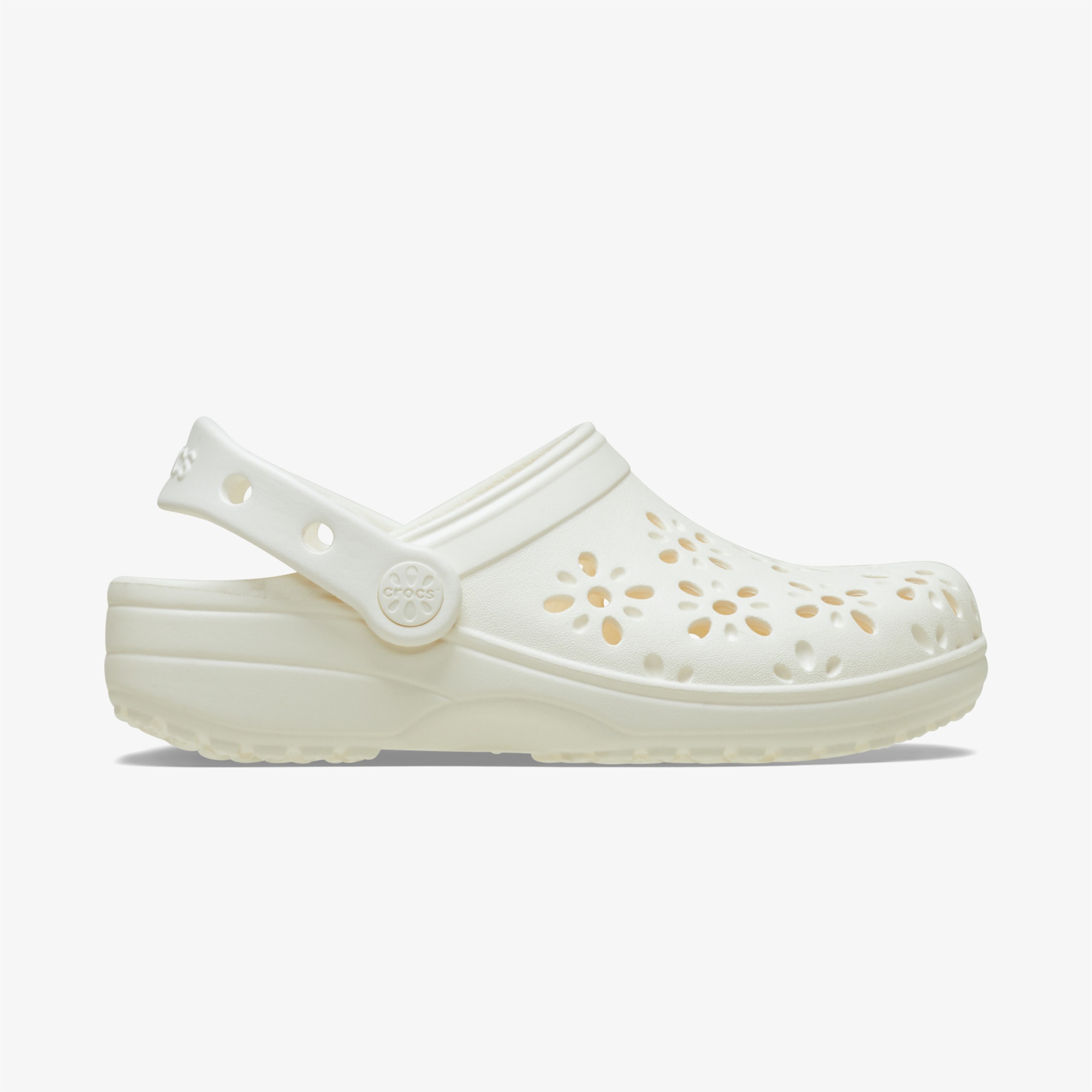 Crocs Classic Floral Cut Out Clog Kadın Krem Terlik