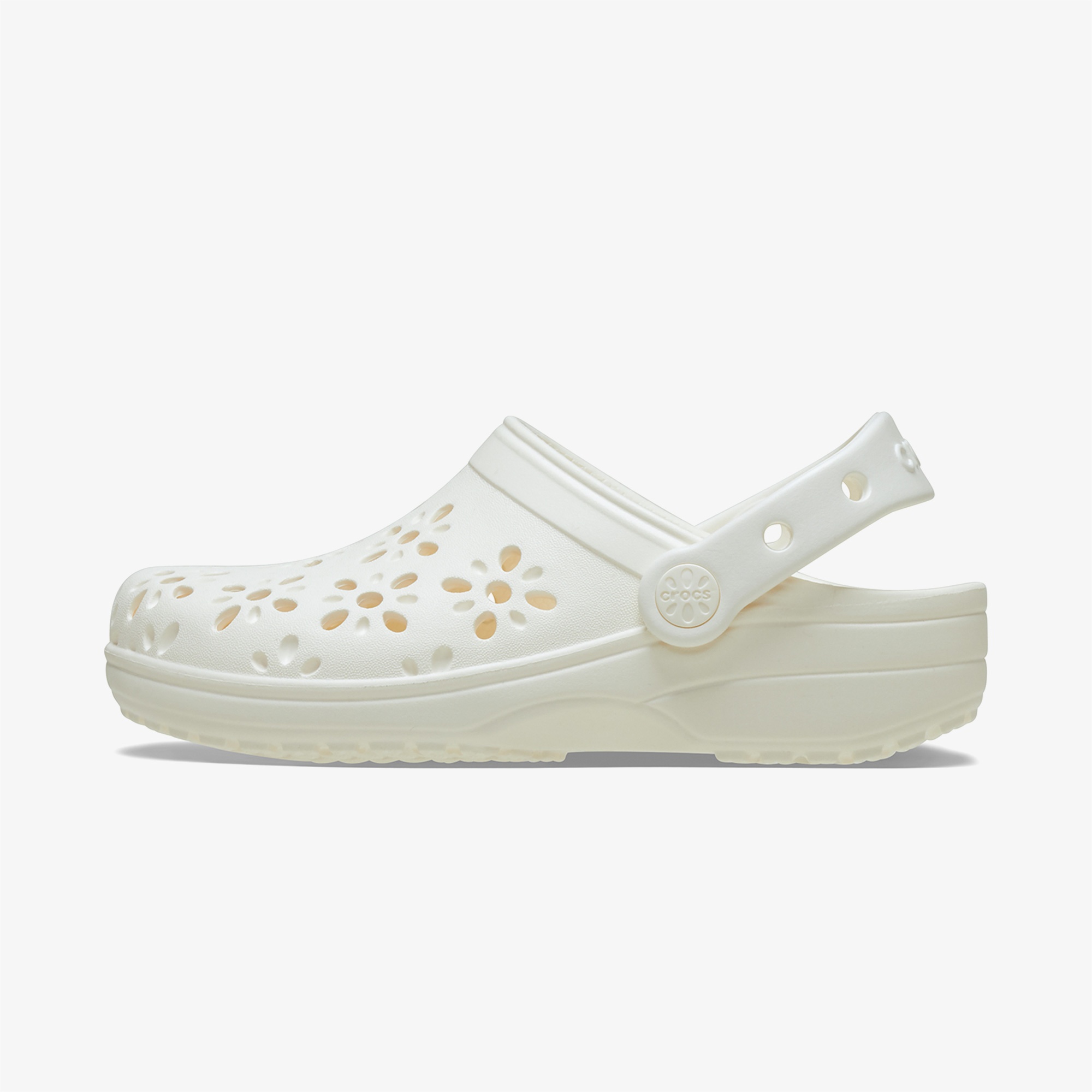 Crocs Classic Floral Cut Out Clog Kadın Krem Terlik