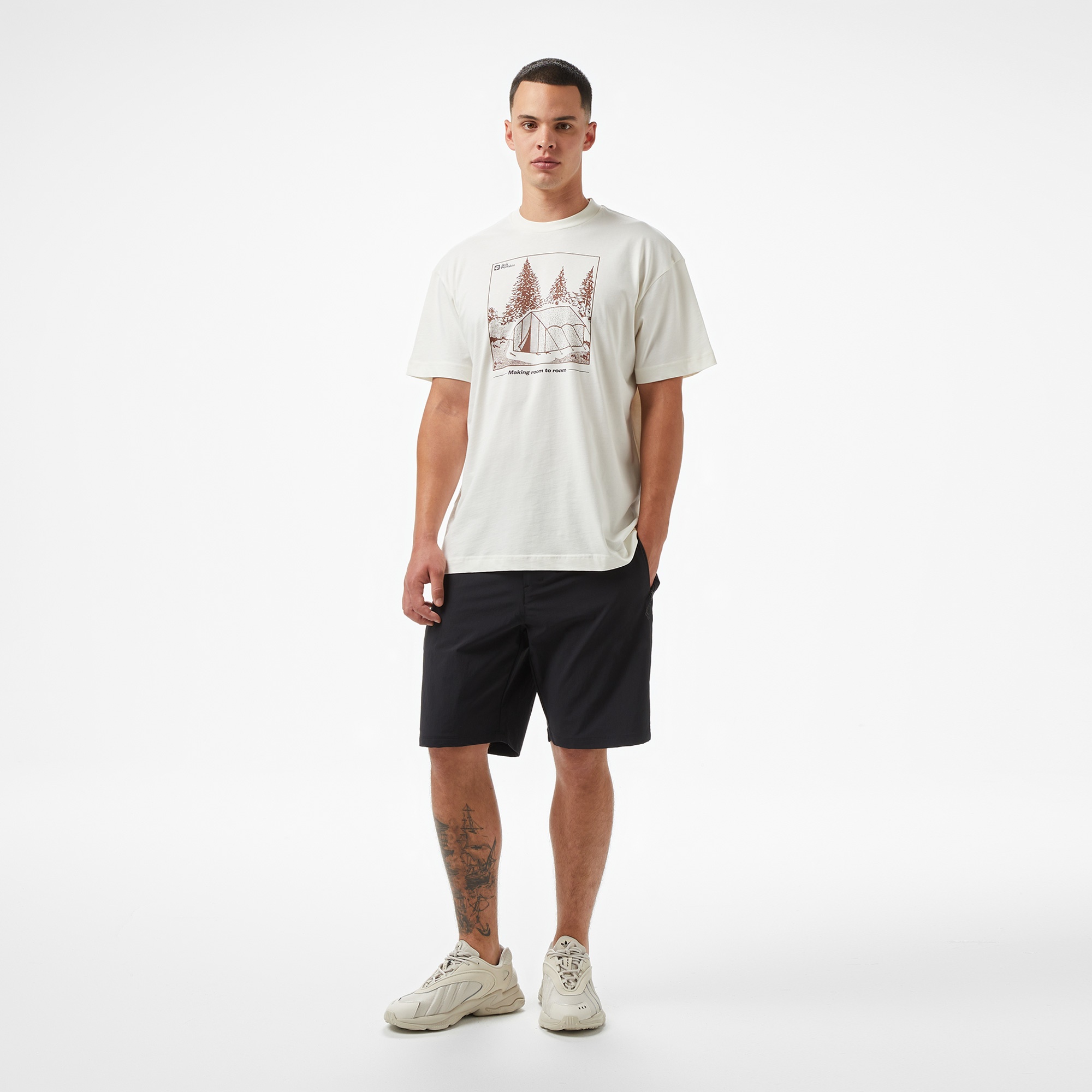 Jack Wolfskin Freeroamer Erkek Krem T-Shirt