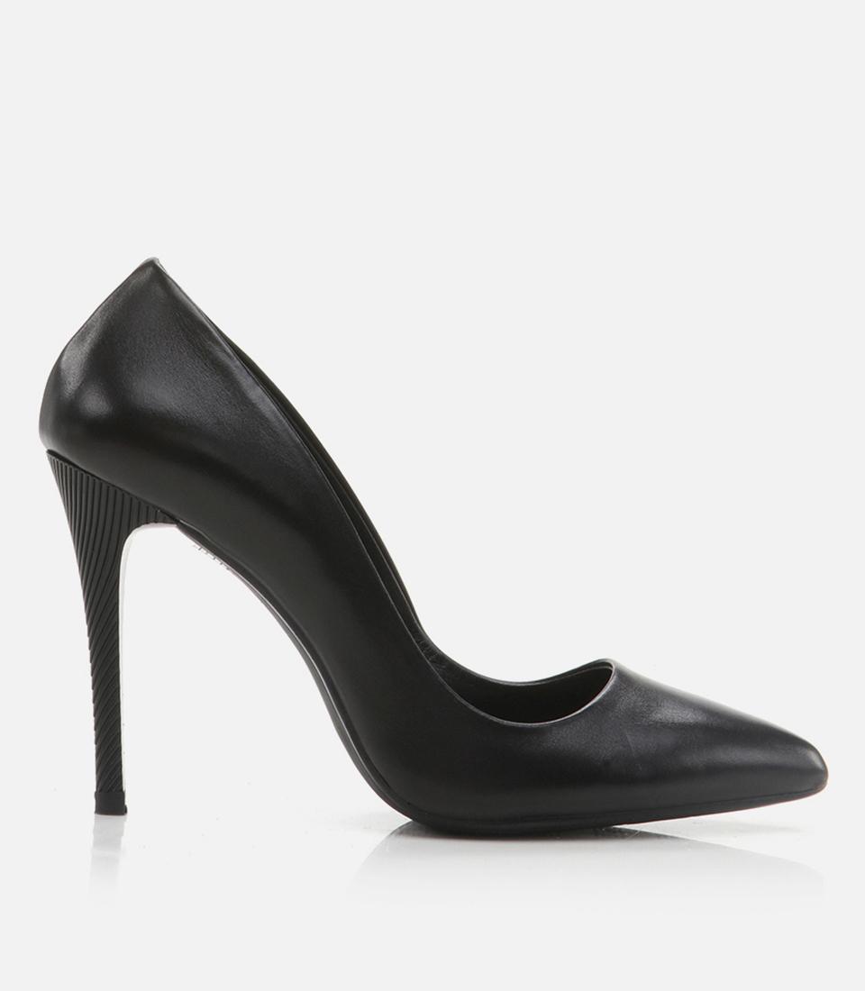  Kadın Deri Siyah Stiletto