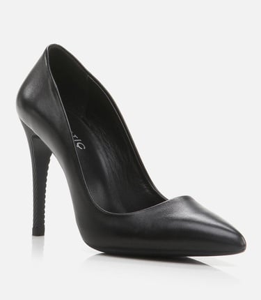  Kadın Deri Siyah Stiletto