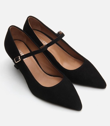  Kadın Deri Mary Jane Siyah Stiletto