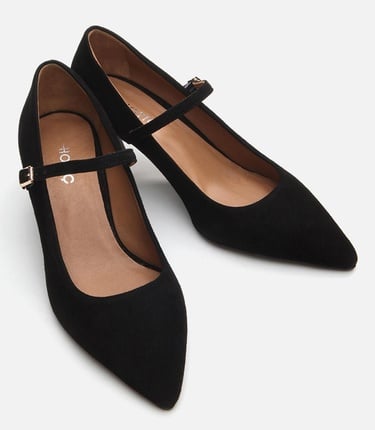  Kadın Deri Mary Jane Siyah Stiletto