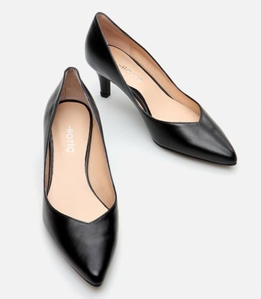  Kadın Deri Siyah Stiletto