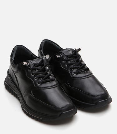  Kadın Deri Siyah Spor Ayakkabı