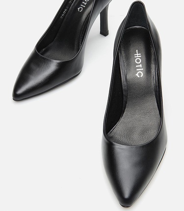  Kadın Deri Siyah Stiletto