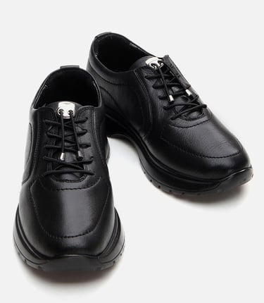  Kadın Deri Siyah Spor Ayakkabı