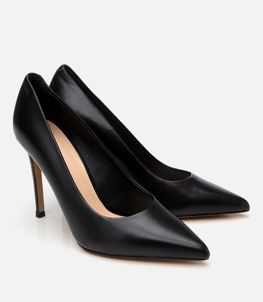  Kadın Deri Siyah İnce Topuklu Stiletto