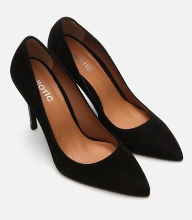  Kadın Deri Siyah Stiletto