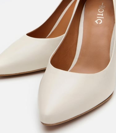  Kadın Deri Ekru Yüksek Topuklu Stiletto