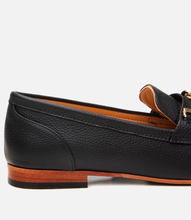  Kadın Deri Siyah Tokalı Klasik Loafer