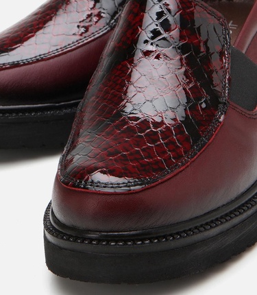 Kadın Deri Bordo Loafer