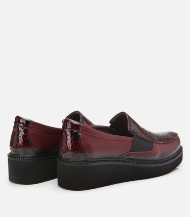  Kadın Deri Bordo Loafer