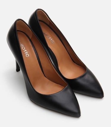  Kadın Deri Siyah Stiletto