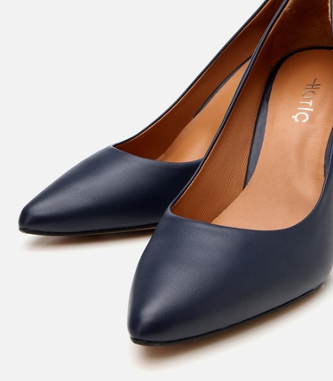  Kadın Deri Lacivert Yüksek Topuklu Stiletto