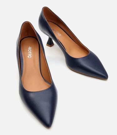  Kadın Deri Lacivert Stiletto