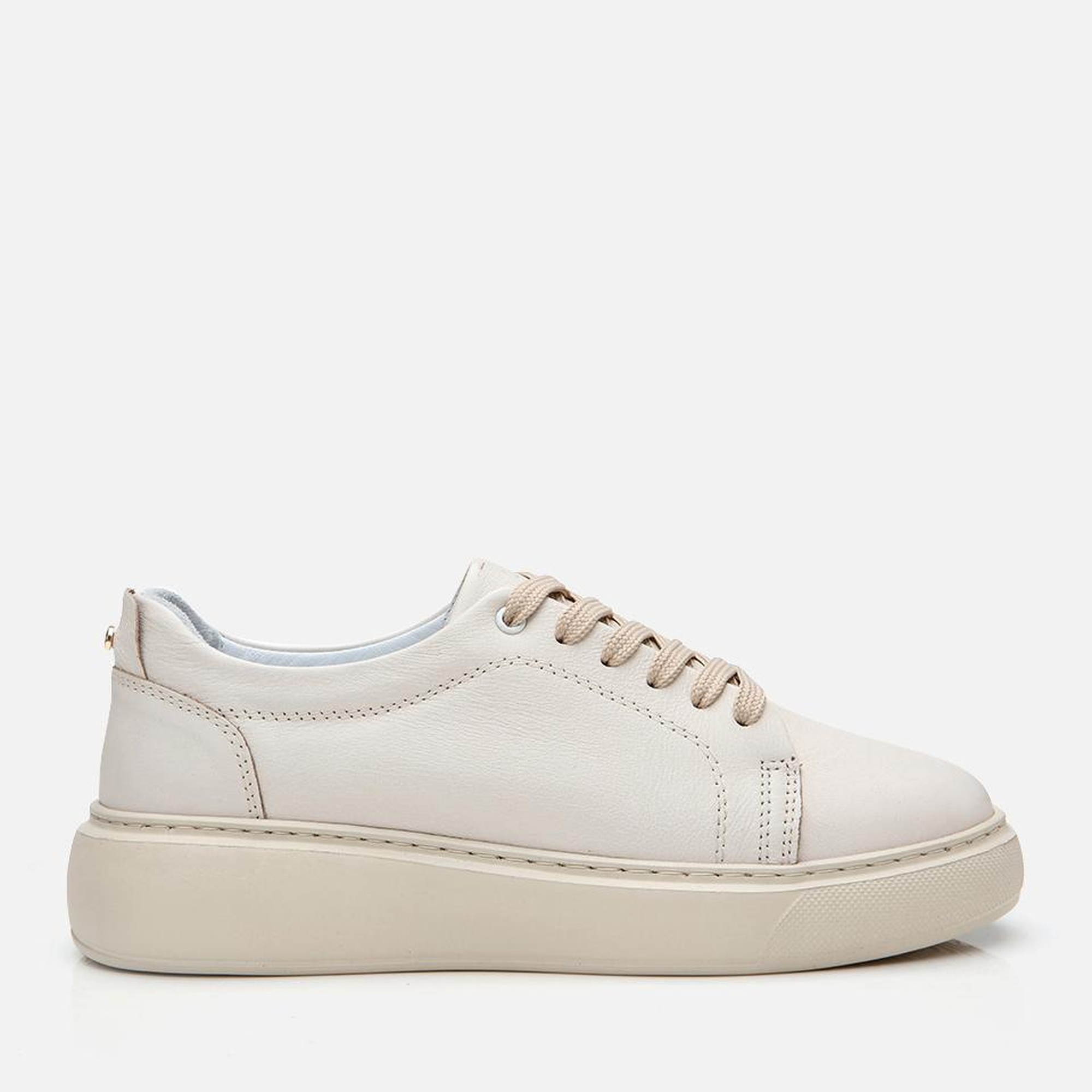 Kadın Deri Bej Kalın Tabanlı Spor Ayakkabı