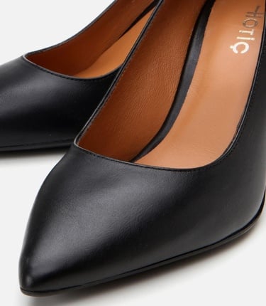  Kadın Deri Siyah Esnek Tabanlı Stiletto