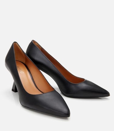  Kadın Deri Siyah Esnek Tabanlı Stiletto