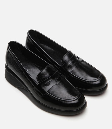  Kadın Deri Siyah Loafer