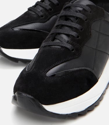  Kadın Deri Siyah Kalın Tabanlı Spor Ayakkabı